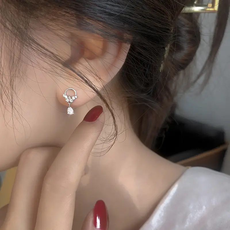 925 Sterling Silver French Entry Water Flower Earrings for Women - Image 4