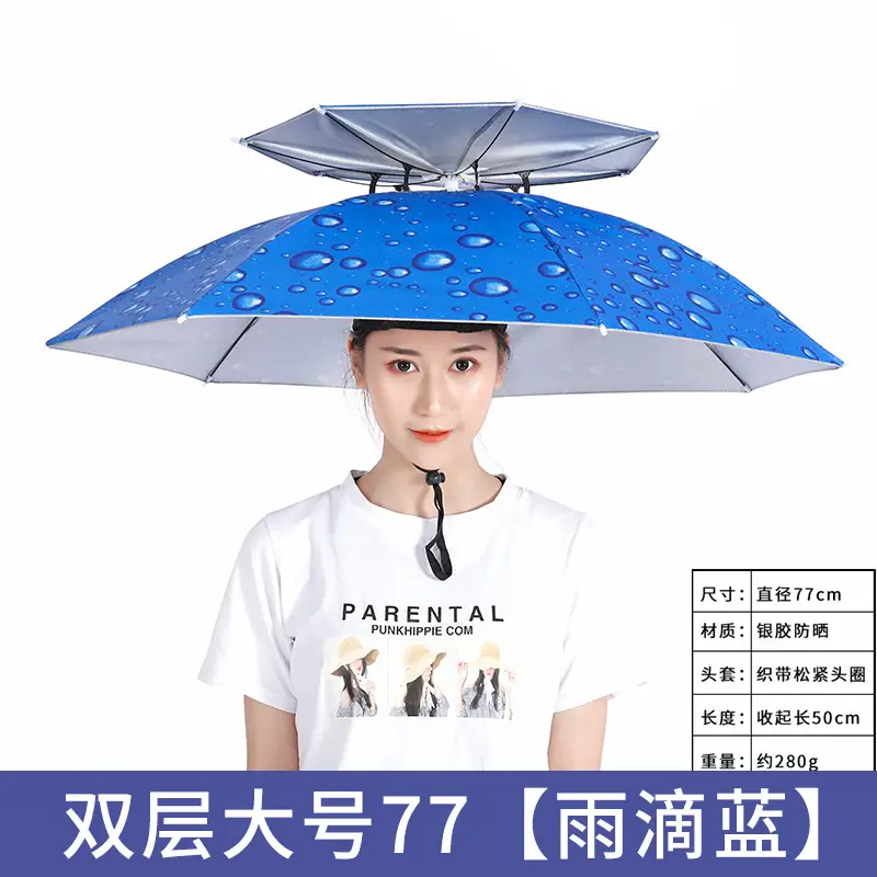 Double Layer Windproof Umbrella Cap for Hot Weather - Image 2