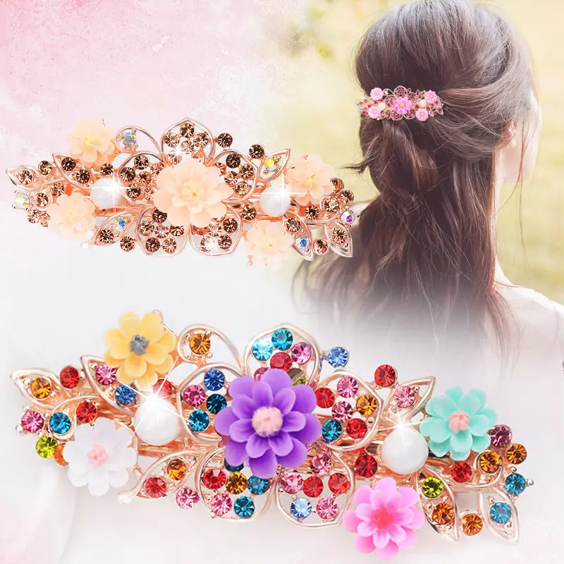 New Arrival Pink Floral Rhinestone Hairpin for Women - Image 27