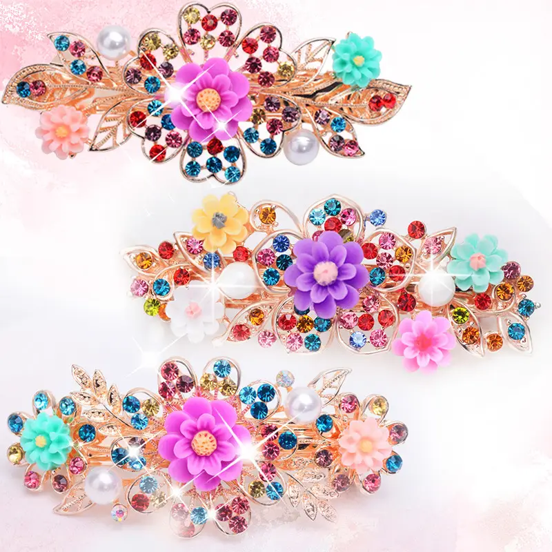 New Arrival Pink Floral Rhinestone Hairpin for Women - Image 29