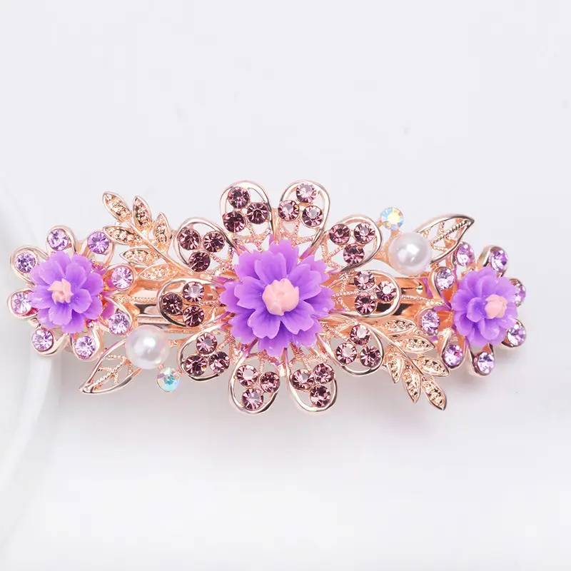 New Arrival Pink Floral Rhinestone Hairpin for Women - Image 13