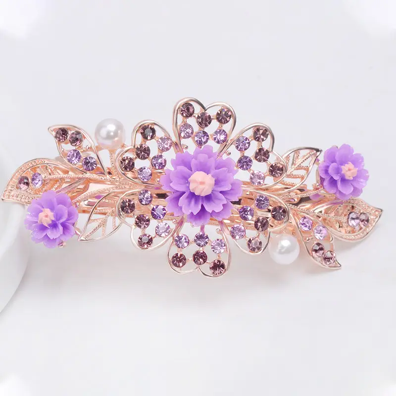 New Arrival Pink Floral Rhinestone Hairpin for Women - Image 17