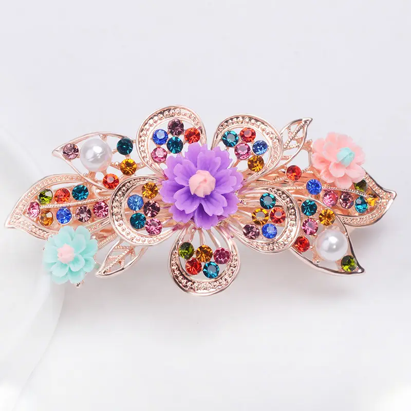 New Arrival Pink Floral Rhinestone Hairpin for Women - Image 19