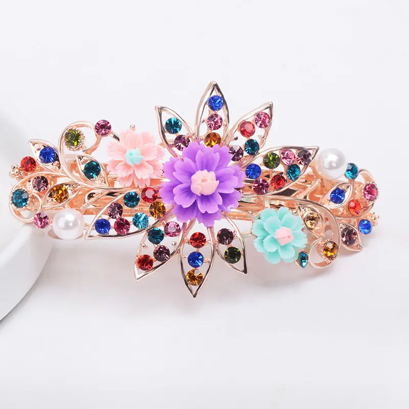New Arrival Pink Floral Rhinestone Hairpin for Women - Image 6