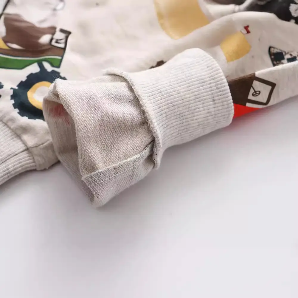 Children Cotton Tractor Sweatpants White Drawstring - Image 3