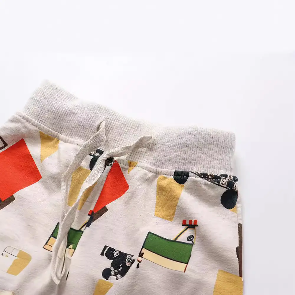 Children Cotton Tractor Sweatpants White Drawstring - Image 4
