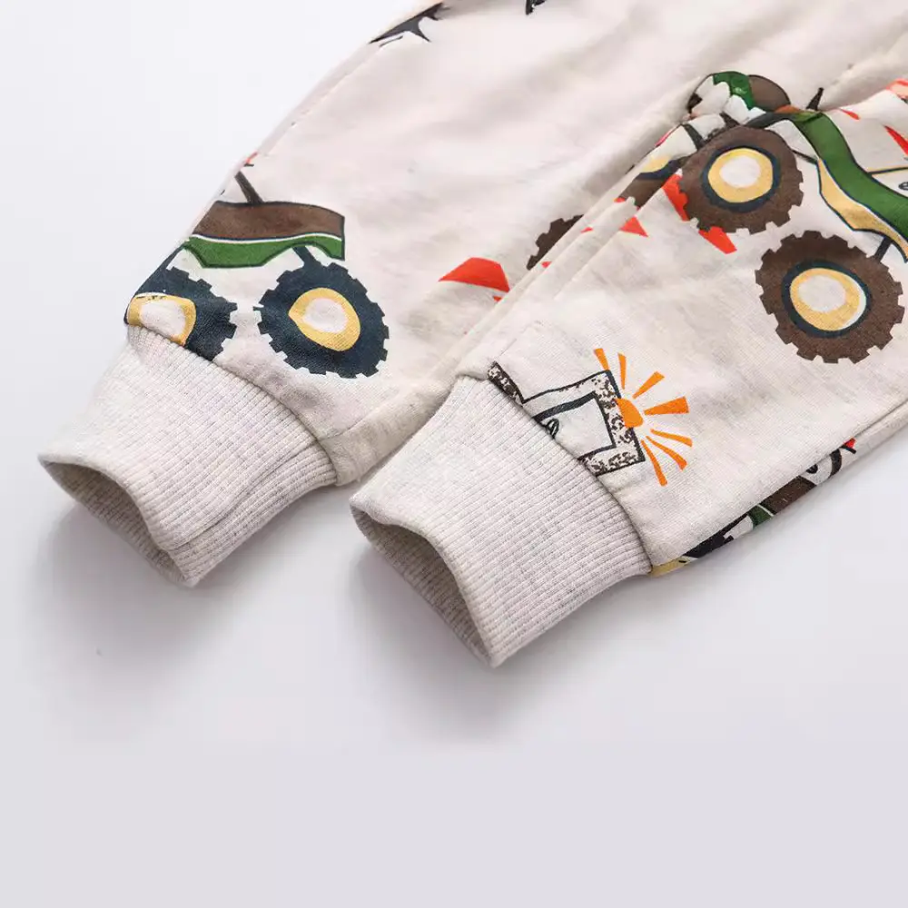 Children Cotton Tractor Sweatpants White Drawstring - Image 5