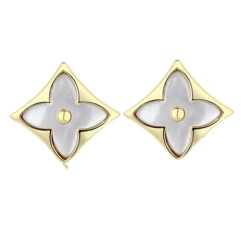 White Fritillaria Clover Earrings for Women S925 Sterling Silver - Image 4