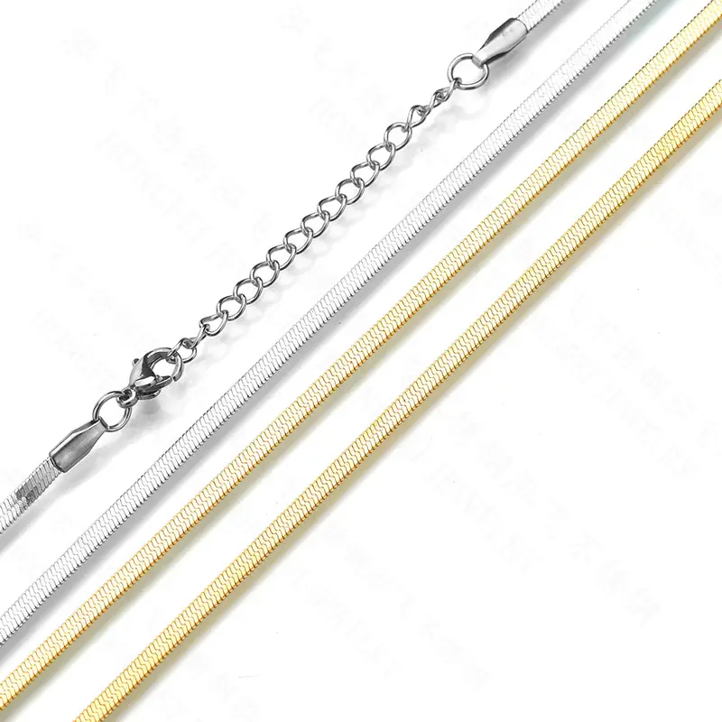 Gold Flat Snake Bone Chain Pendant for Men Women - Image 3