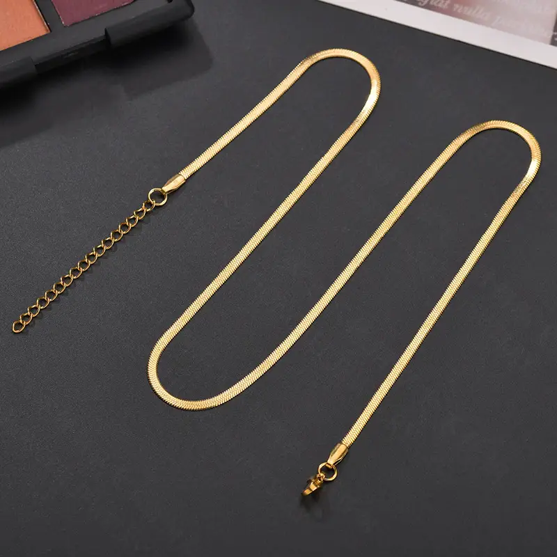 Gold Flat Snake Bone Chain Pendant for Men Women - Image 4