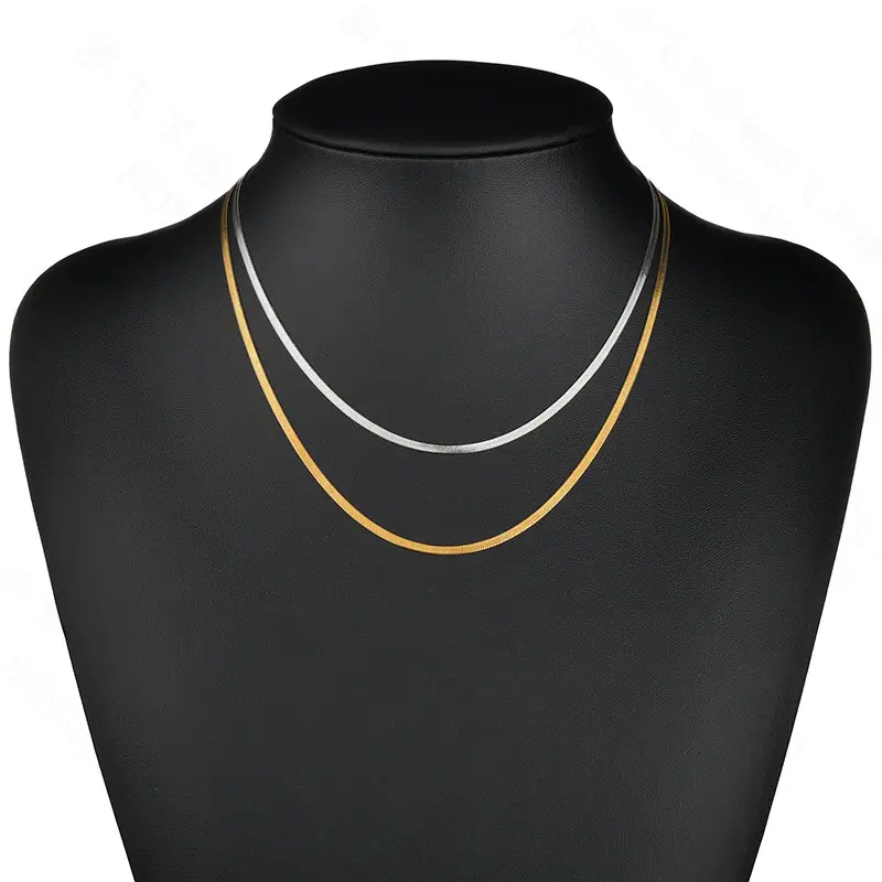 Gold Flat Snake Bone Chain Pendant for Men Women - Image 5