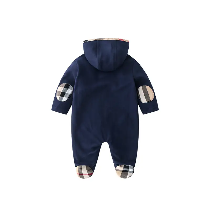 Newborn Baby Hooded Romper White Long Sleeve