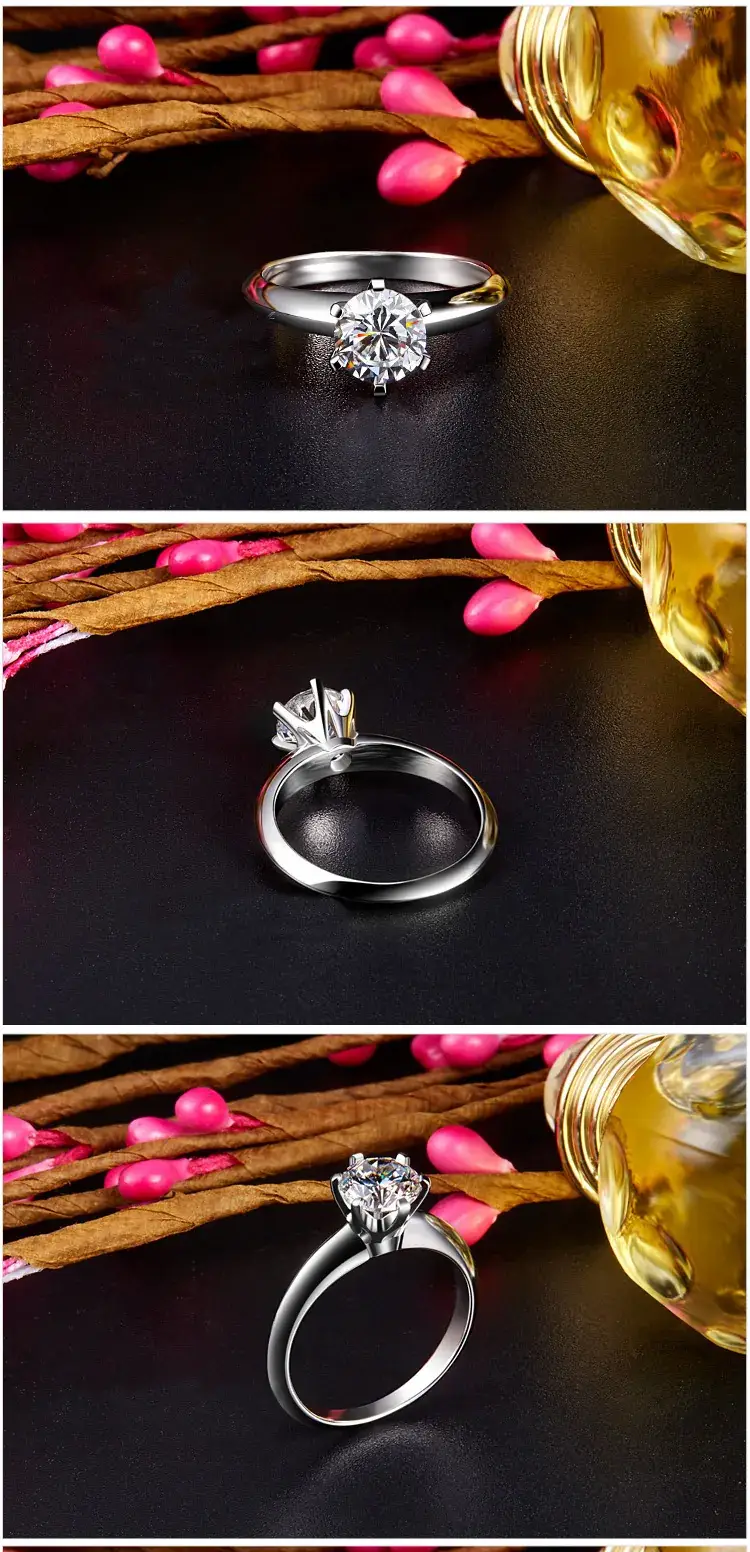 Moissanite Ring with 6 Claw Diamond Open Design — feature 4