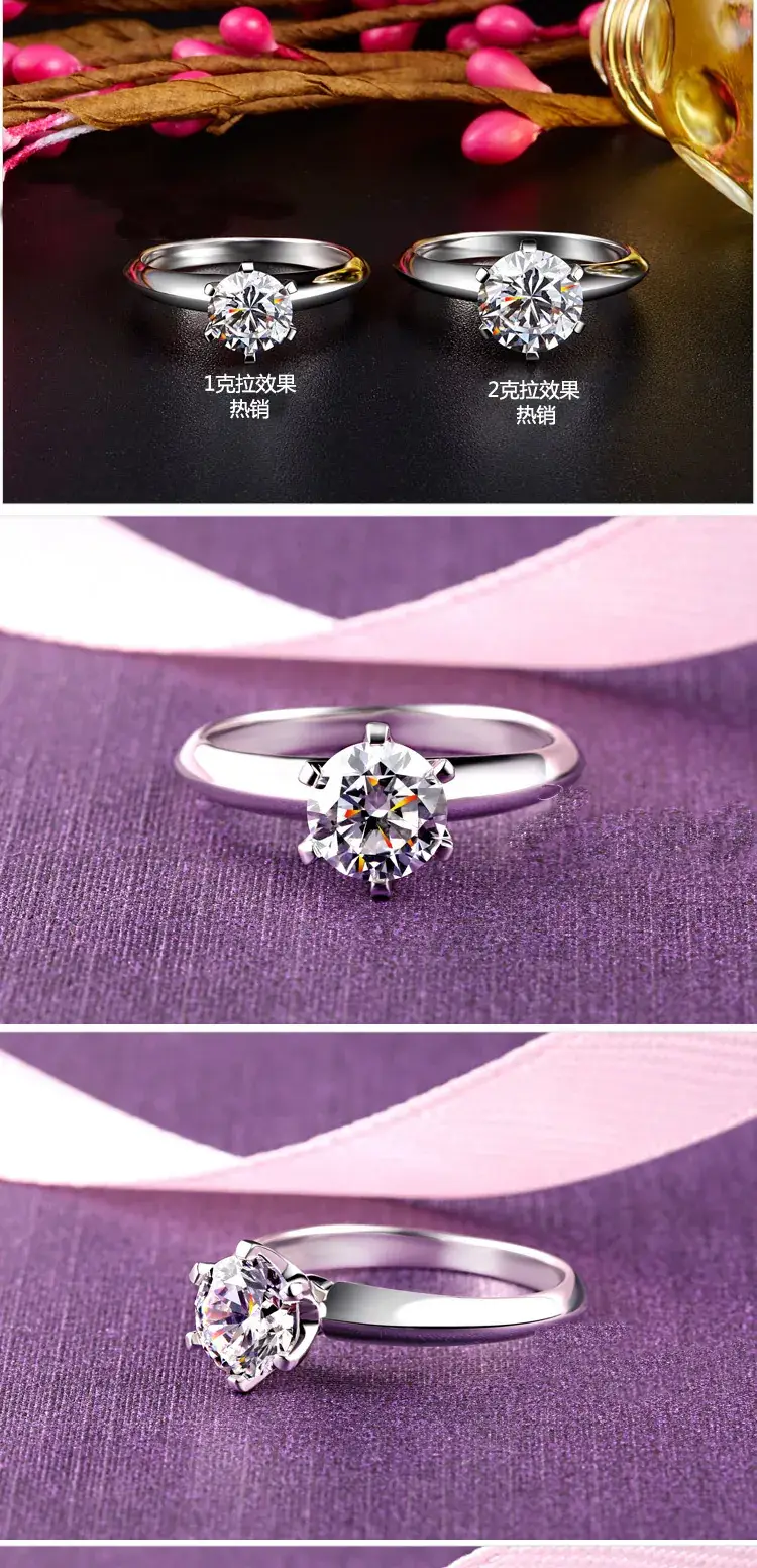 Moissanite Ring with 6 Claw Diamond Open Design — feature 5