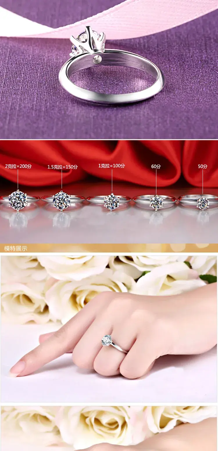 Moissanite Ring with 6 Claw Diamond Open Design — feature 6