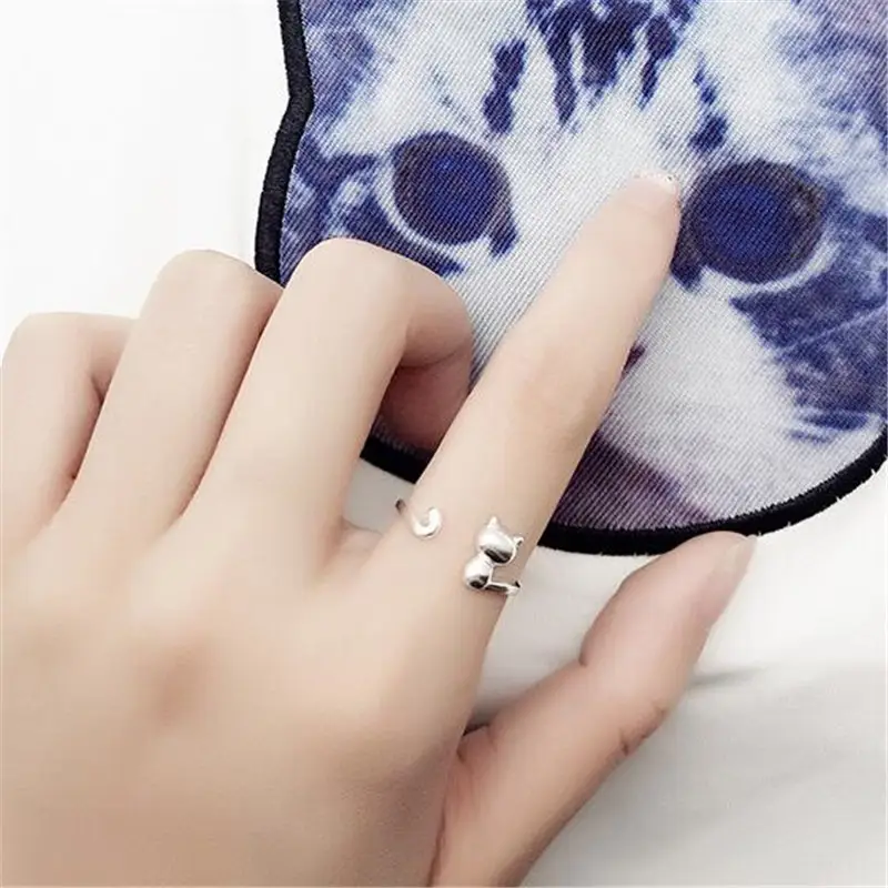 Korean Style Open Ring for Women Fresh Cat Design - Image 4