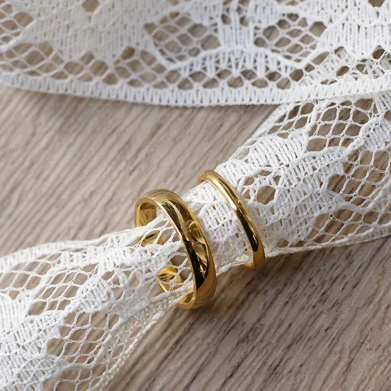 Women's Curved Glossy Titanium Ring with Gold Plating - Image 4