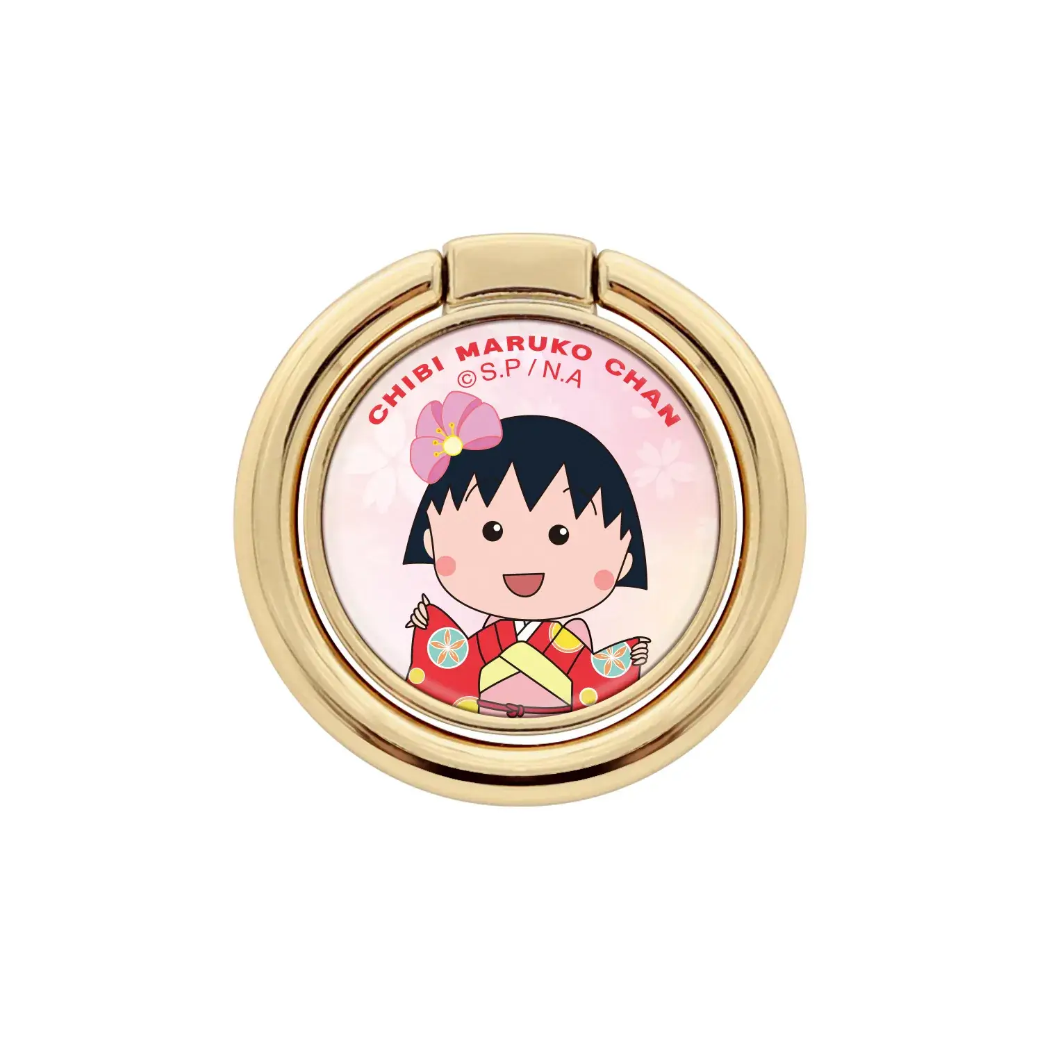Cartoon Maruko-Chan Gold Ring Holder with Mobile Phone Design