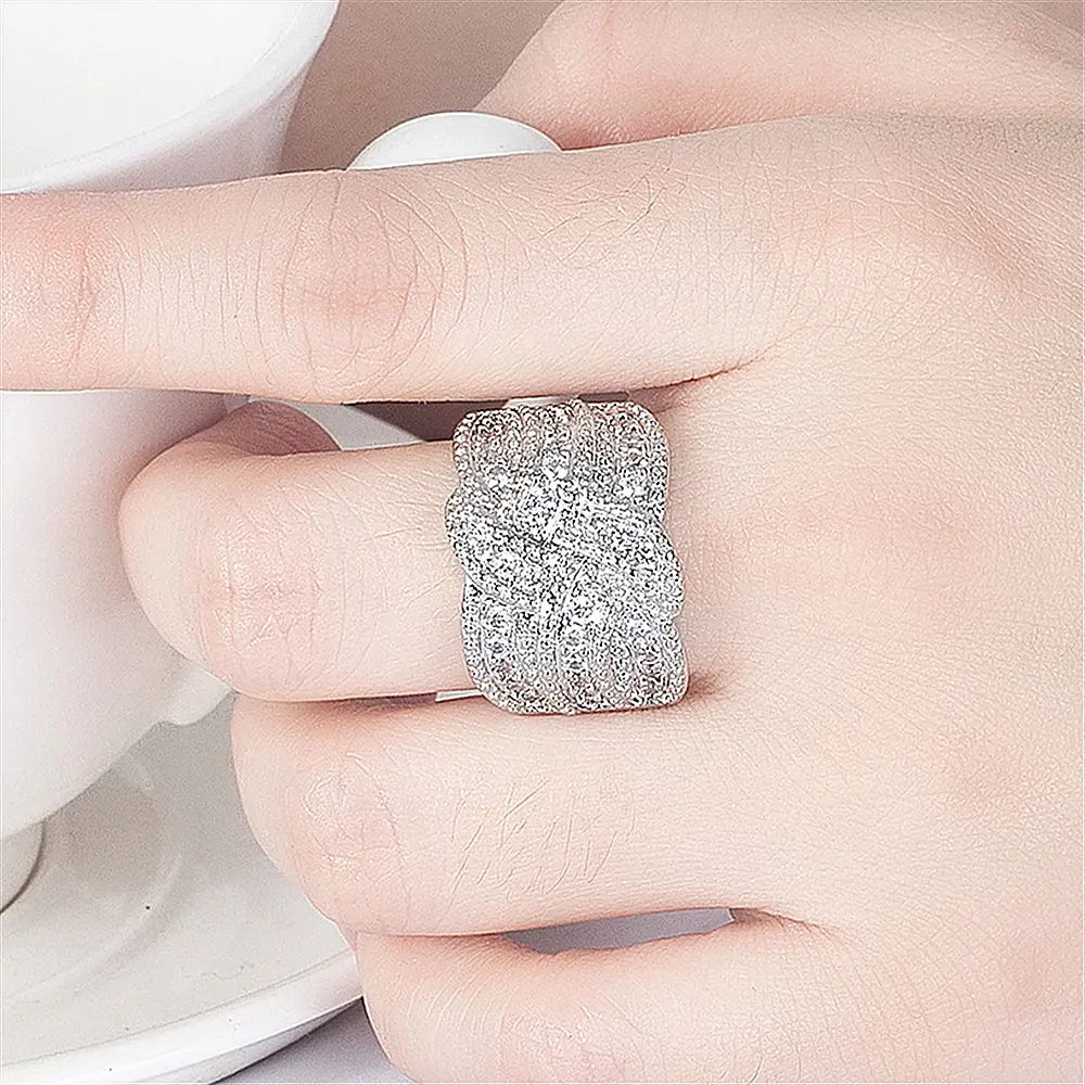 Full Diamond Rotating Silver Ring with Seiko Design - Image 3