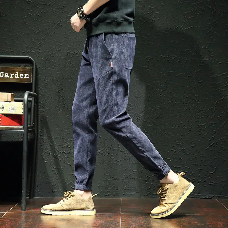 Men Fleece Lined Doggings Pants Harlan Cotton Blue - Image 4