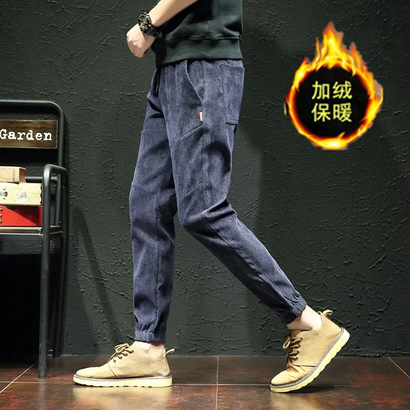 Men Fleece Lined Doggings Pants Harlan Cotton Blue - Image 8