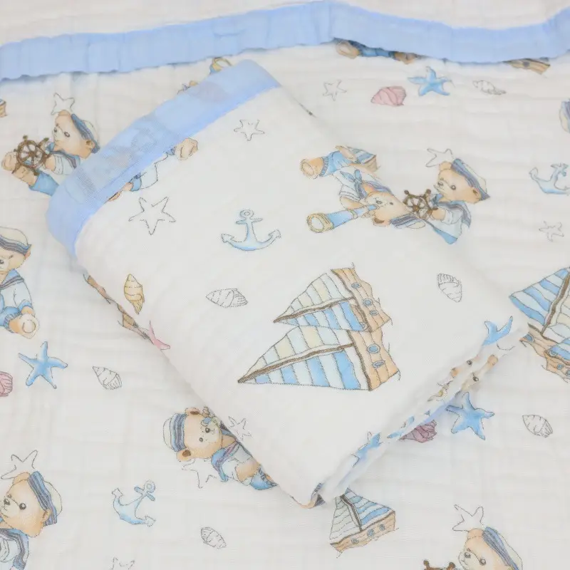 Cotton Cartoon Baby Quilted Bath Towel Summer Blanket - Image 3