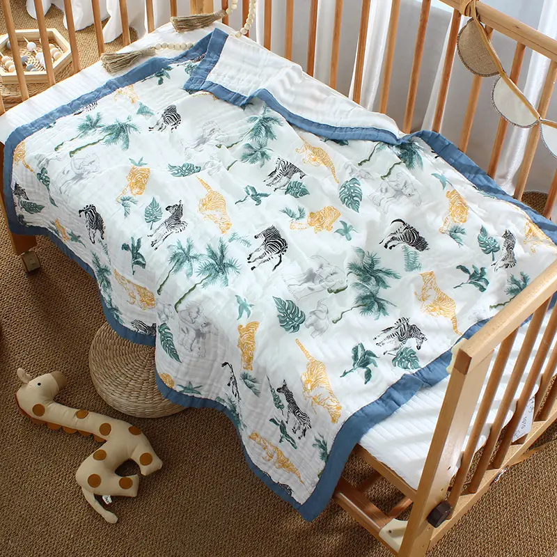 Cotton Cartoon Baby Quilted Bath Towel Summer Blanket — feature 10