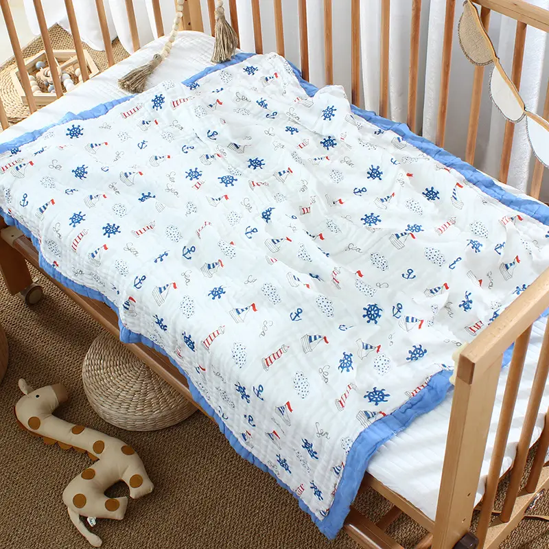 Cotton Cartoon Baby Quilted Bath Towel Summer Blanket — feature 14