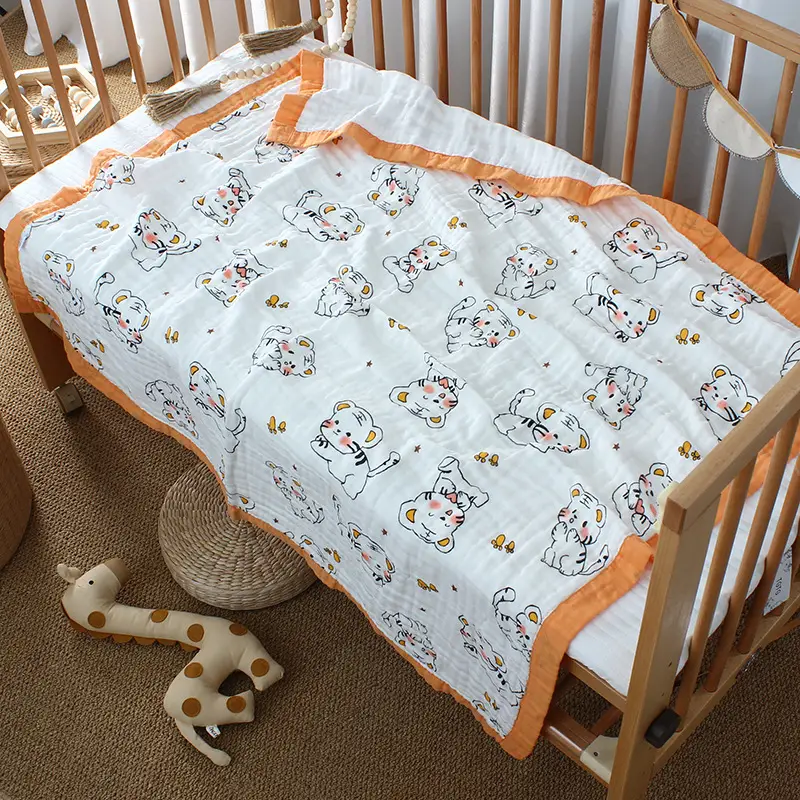 Cotton Cartoon Baby Quilted Bath Towel Summer Blanket — feature 3