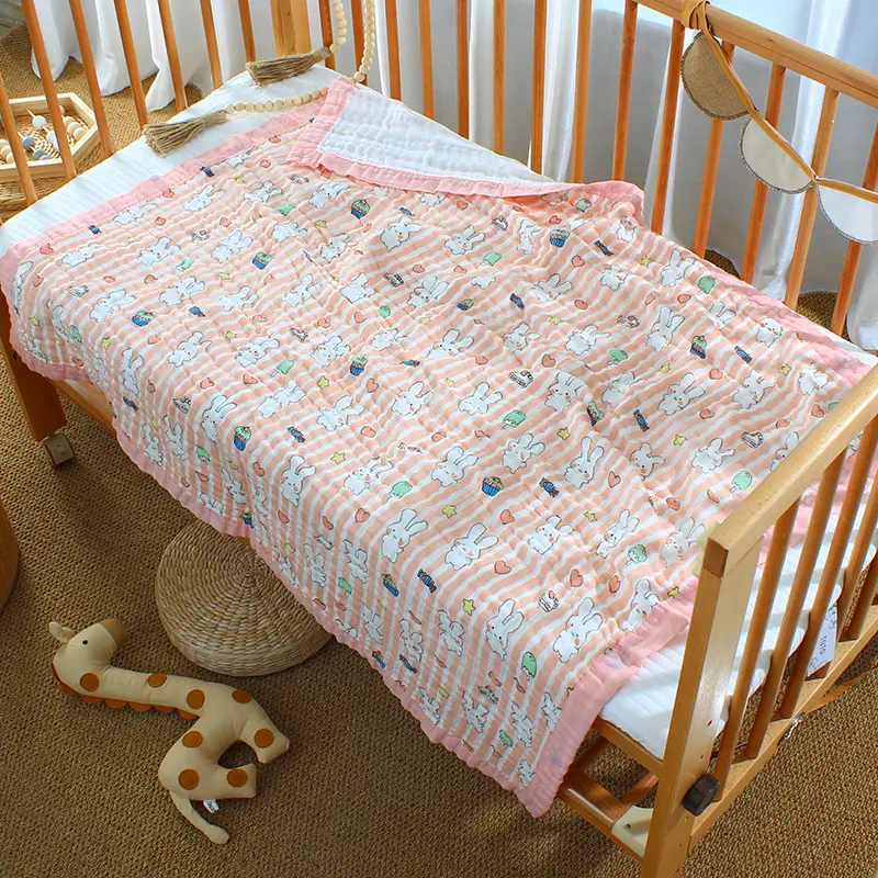 Cotton Cartoon Baby Quilted Bath Towel Summer Blanket — feature 7