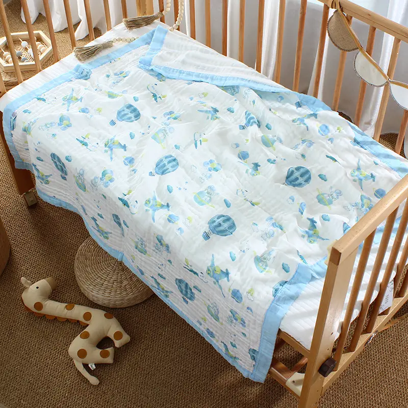 Cotton Cartoon Baby Quilted Bath Towel Summer Blanket — feature 8
