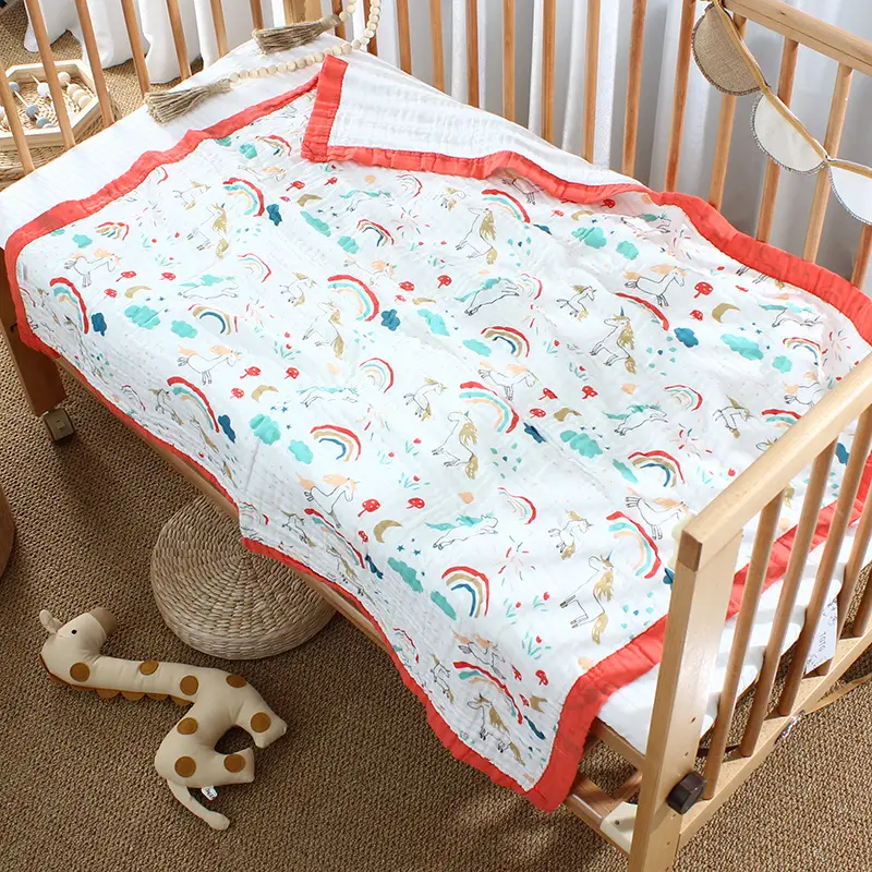 Cotton Cartoon Baby Quilted Bath Towel Summer Blanket - Image 15