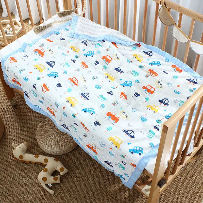 Cotton Cartoon Baby Quilted Bath Towel Summer Blanket - Image 17