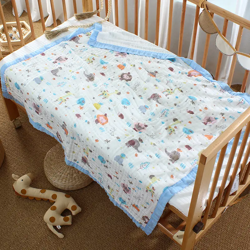 Cotton Cartoon Baby Quilted Bath Towel Summer Blanket - Image 21