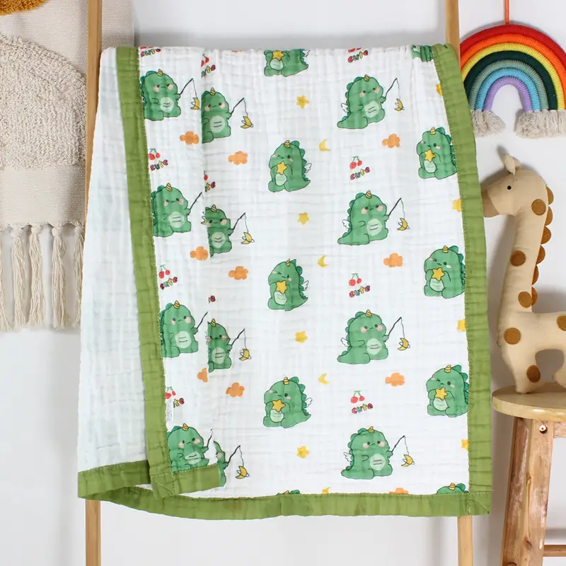 Cotton Cartoon Baby Quilted Bath Towel Summer Blanket - Image 23