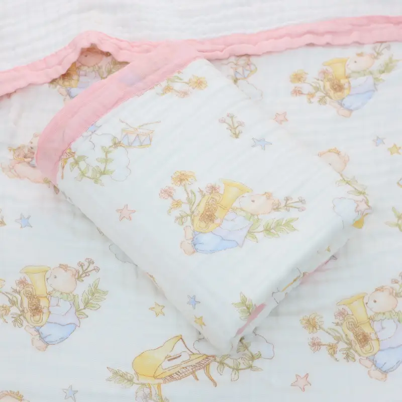 Cotton Cartoon Baby Quilted Bath Towel Summer Blanket - Image 4