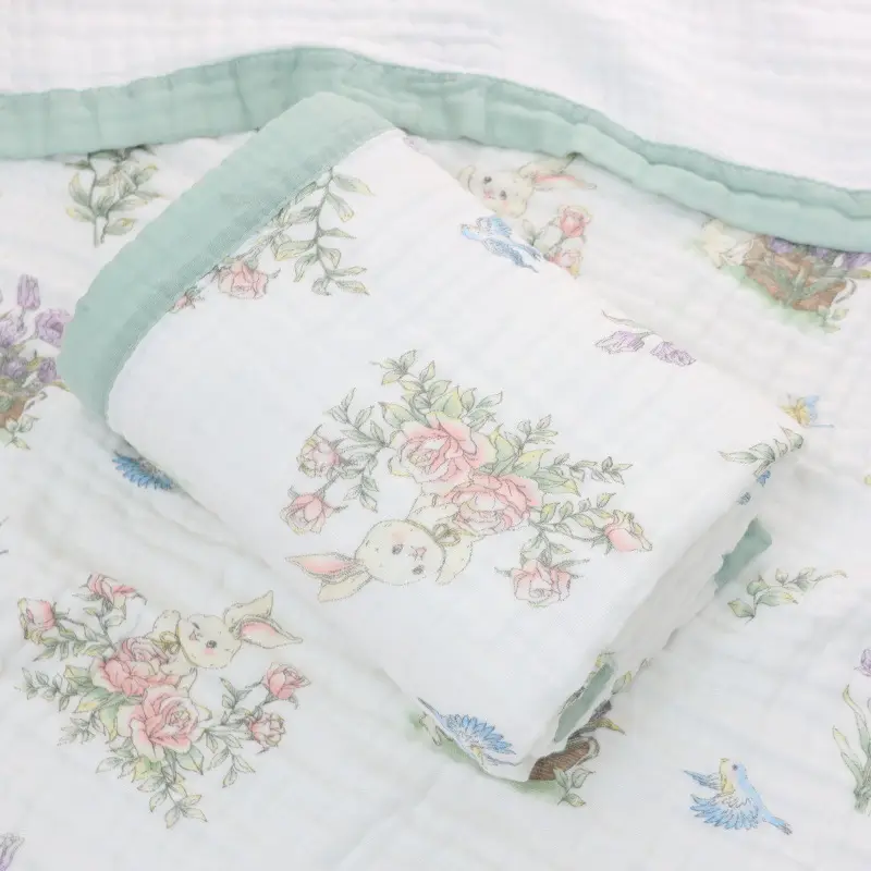 Cotton Cartoon Baby Quilted Bath Towel Summer Blanket - Image 7