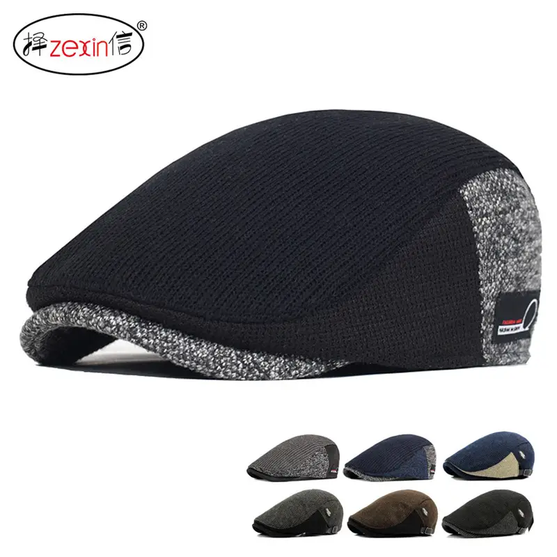 Men's Knitted Painter Hat Beige Winter Warm - Image 11