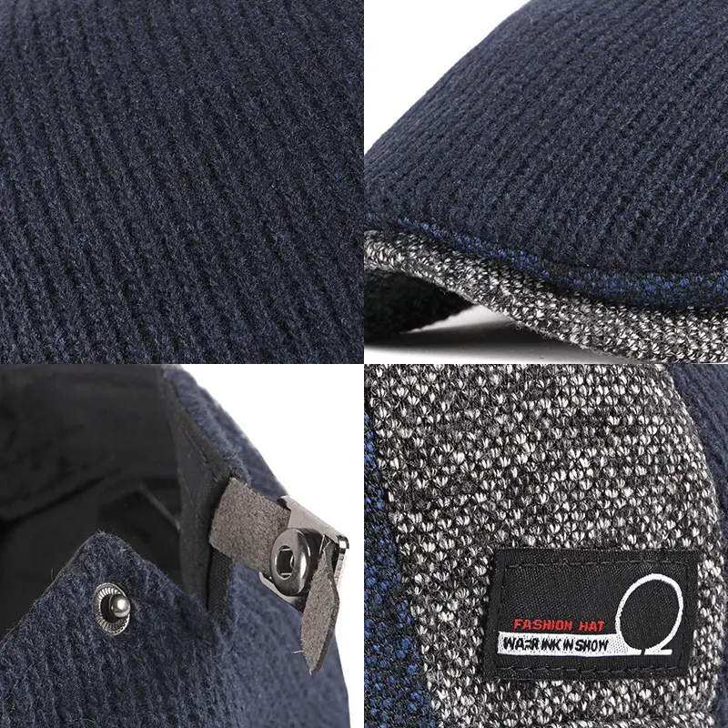 Men's Knitted Painter Hat Beige Winter Warm - Image 14