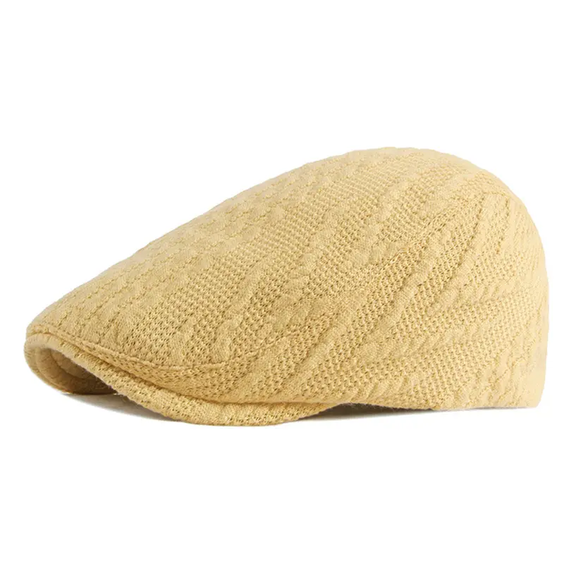 Men's Knitted Painter Hat Beige Winter Warm - Image 8