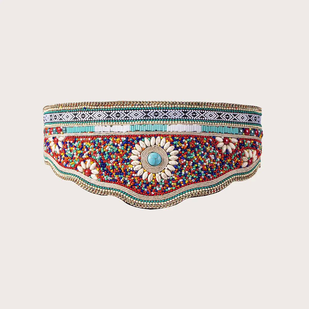 New Ethnic Beaded Hemp Rope Waist Belt with Tassel - Image 9