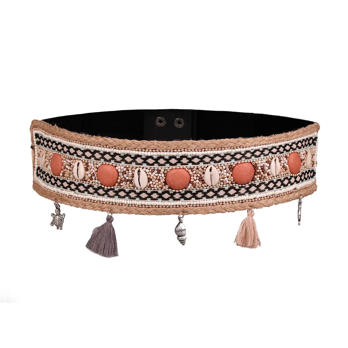 New Ethnic Beaded Hemp Rope Waist Belt with Tassel - Image 12