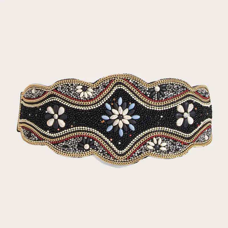 New Ethnic Beaded Hemp Rope Waist Belt with Tassel - Image 3