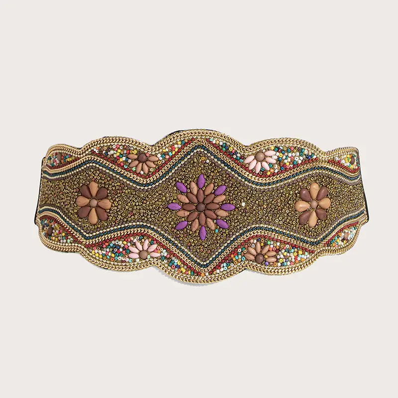 New Ethnic Beaded Hemp Rope Waist Belt with Tassel - Image 4