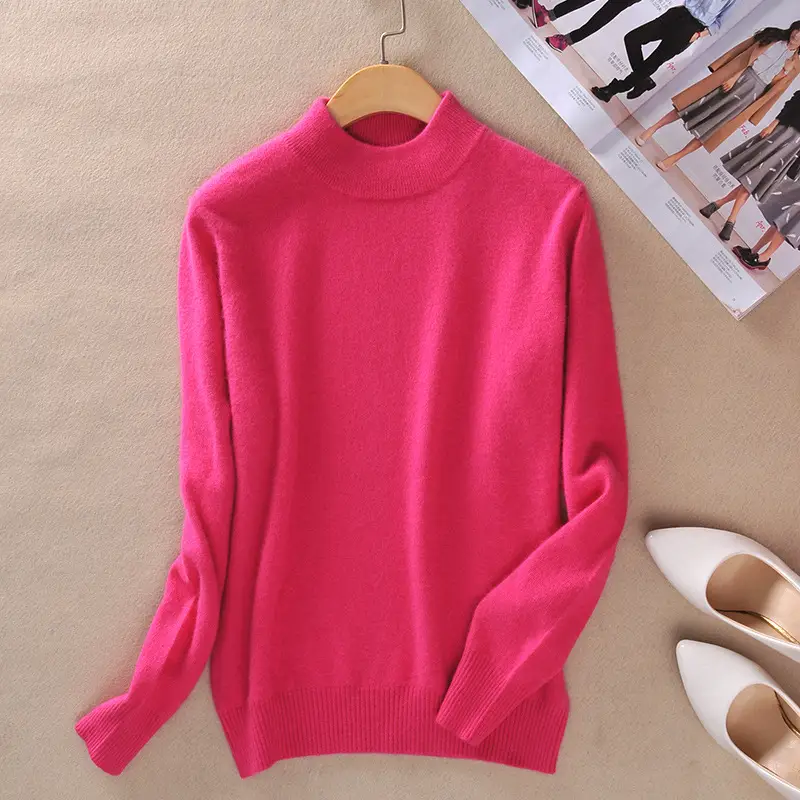 Red New Half Turtleneck Sweater for Women - Image 12