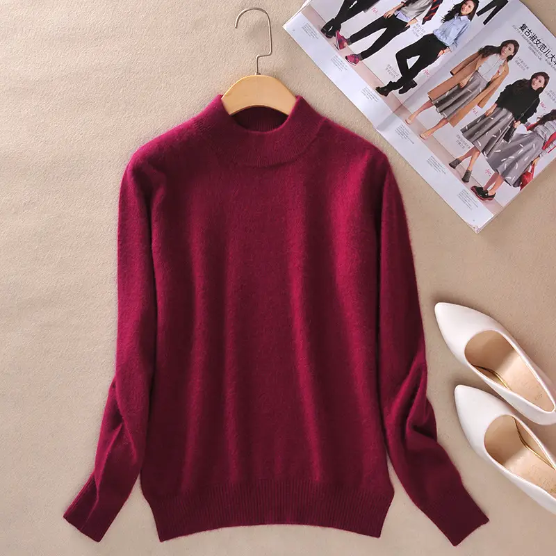 Red New Half Turtleneck Sweater for Women - Image 6