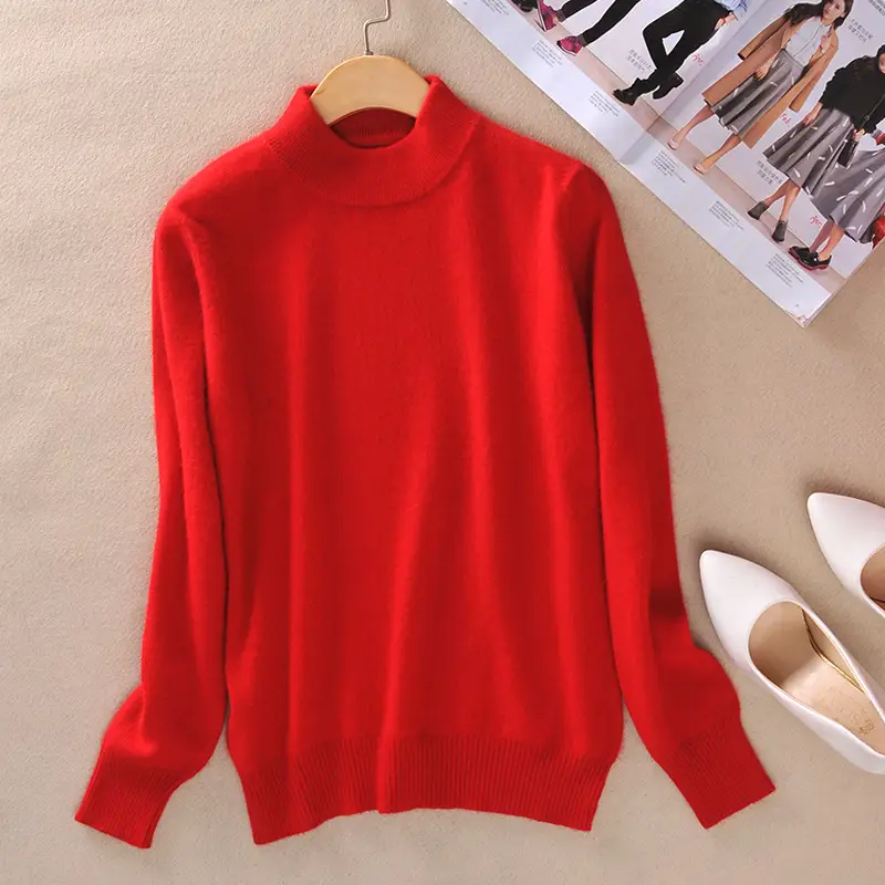 Red New Half Turtleneck Sweater for Women - Image 9