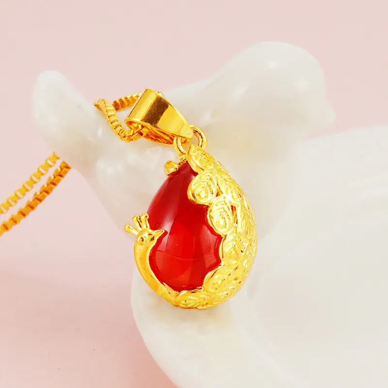 Green Peacock Pendant Gold Plated Women's Jewelry - Image 5
