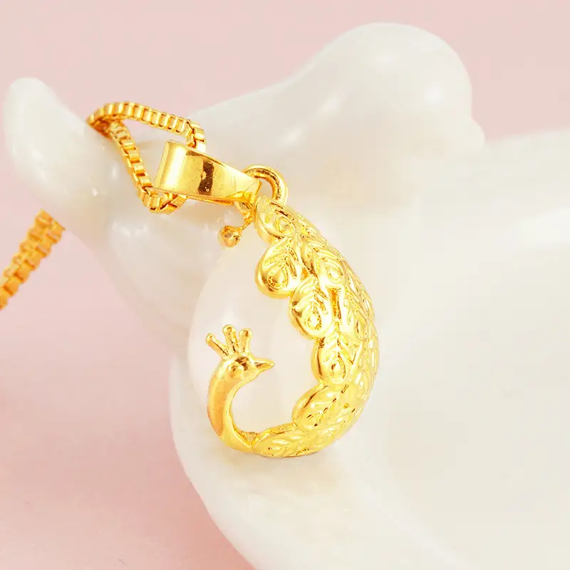 Green Peacock Pendant Gold Plated Women's Jewelry - Image 2