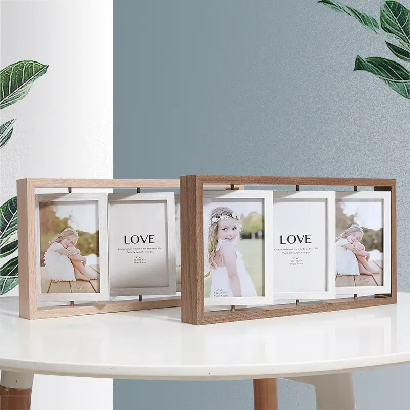Nordic Wooden Photo Frame 6" Double Sided Rotating